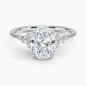 Anillo BOJ 0132 Corte Ovalado Plata 925 Luxe Melody con Engaste de Puntas Solitario Anillo de Diamante 2ct Color D VVS1 Moissanita Certificado GRA - Product Image 1