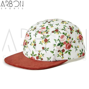 Casquettes à 5 panneaux à sangle arrière, imprimé floral, entièrement personnalisables, service OEM ODM, pour hommes et femmes, idéales pour l'été – Nouveauté très demandée - Product Image 2