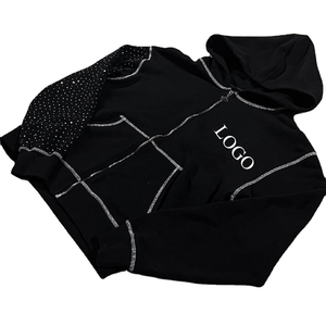 Sudadera con Capucha Decorada con Pedrería para Hombre y Mujer, Sudadera Holgada Moderna con Detalles Brillantes - Product Image 4
