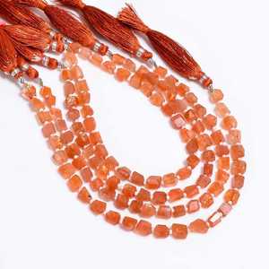 ลูกปัดพลอยซันสโตนทรงเหลี่ยมธรรมชาติ ขนาด 6x7 มม. ลูกปัดแฟนซีแบบหลวมสำหรับทำเครื่องประดับ ขายส่งจากอินเดีย - Product Image 1