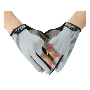 Gants de course sportifs d'extérieur avec logo personnalisé, tissu extensible en polyester, simili cuir, impression silicone, gants de cyclisme - Product Image 2