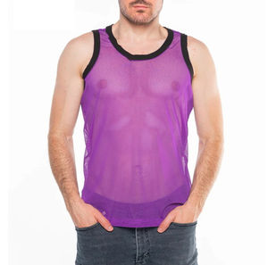 Camiseta sin mangas transpirable con logo personalizado para hombre, estilo hip hop, de malla, de secado rápido, ecológica, para deportes de verano. - Product Image 6