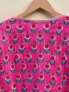 Rajasthan Handmade 100% Cotton Eco-Friendly Quilted Anti-Wrinkle Breathable Quick Dry Front Pocket <b>Covered</b> <b>Button</b> Autumn Winter - Product Image 4