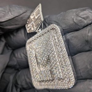 Colgante de Plata de Ley 925 con Incrustaciones de Moissanita en Forma Cuadrada, Chapado en Rodio, Lujoso, Unisex, Estilo Hip Hop - Product Image 4