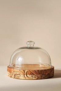 Support à gâteau rustique en bois de style ferme avec plateau sur pied et motifs sculptés à la main pour cupcakes, pâtisseries, fromages, idéal pour les mariages et les fêtes - Product Image 2