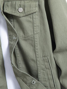 Chaqueta vaquera verde salvia para hombre al por mayor, transpirable, ecológica, 100% algodón, estilo clásico, con botones, informal, para trabajo, vintage - Product Image 6