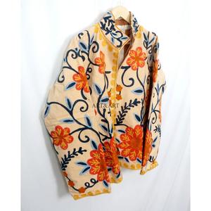 Amazing Look Cotrise Embroidery Floral Quilted Autumn Winter <b>Jacket</b> Women's Regular Length <b>Mandarin</b> <b>Collar</b> Full Sleeve Button - Product Image 5