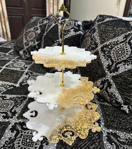 Moule en résine époxy pour plateau de service à gâteaux et desserts à 3 niveaux, moule en silicone pour résine époxy, moule de moulage artisanal en résine époxy effet géode, plateau de service en provenance d'Inde - Product Image 2