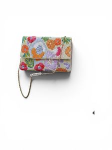 Pochette à perles avec chaîne, motif bleu fait main, sac de soirée - Product Image 6