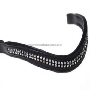 Banda acolchada para cejas de caballo de cuero con forma de onda profunda personalizada con incrustaciones de 1 Fila de cristales blancos, cadena ostentosa, banda para cejas de todos los tamaños - Product Image 4