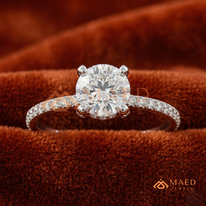 925 Sterling <b>Silver</b> Round Cut Moissanite/Diamond Engagement <b>Ring</b> for Women, Micro Pave Diamond Band <b>Solitaire</b> <b>Ring</b> - Product Image 1