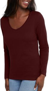 Elegante camiseta de color liso para mujer, diseñada con tela ligera y transpirable, con un clásico cuello en V. - Product Image 2