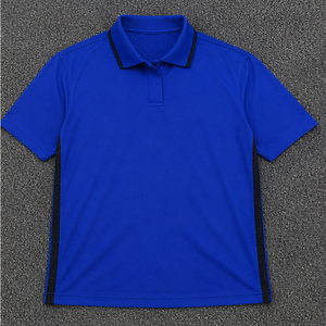 เสื้อเจอร์ซีย์สีน้ำเงิน ระบายอากาศได้ดี แขนสั้น สำหรับใส่เป็นเสื้อเชิ้ต สีพื้น สวมใส่สบาย ดีไซน์ปกเสื้อ - Product Image 1