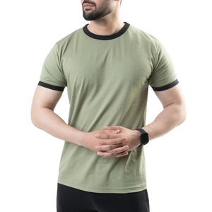 Camisetas de Hombre 100% Algodón, Manga Corta, Cuello Redondo, Ropa Informal para Gimnasio, Cuello en Contraste, Color Sólido - Product Image 6