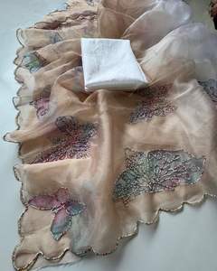 Sari de Organza Étnico de Lujo Estilo Bollywood Indio, el Más Vendido, de Última Moda, Exclusivo para Fiestas, para Mujer - Product Image 3