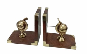 Vintage design Golden Political World Globe Bookend Set Decorative Office Desk Book Holder Map Design 5x5 Inch Size Home Decor - Product Image 2