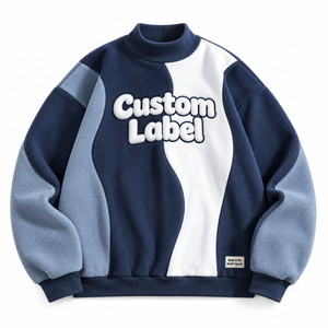 เสื้อสเวตเชิ้ตโอเวอร์ไซส์แบบยูนิเซ็กซ์ ผ้าฟลีซสีบล็อก ปักป้ายแบรนด์ได้ คอกลม สไตล์สตรีทแวร์ ใส่ได้ในฤดูหนาว ลำลอง ออกแบบได้ตามต้องการ - Product Image 1