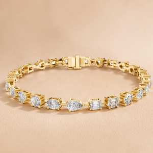 Cut Diamond Tennis <b>Bracelet</b> Yellow White Rose Gold Square Stone Bridal Jewelry Gift for Women Elegant Style - Product Image 4
