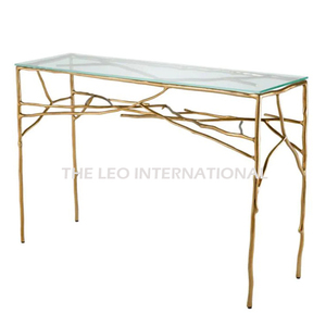โต๊ะคอนโซลสำหรับห้องนั่งเล่น ดีไซน์โดดเด่น สะดุดตา ผลิตจากโลหะคุณภาพสูง ชุบทองอย่างดี ระดับพรีเมียม เหมาะสำหรับบ้านและโรงแรม - Product Image 6