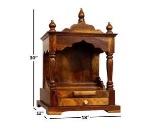 Templo de Madera Tallada para el Hogar |   Altar Compacto para Dios con Bandeja Extraíble |   Comercio al por mayor B2B en India - Product Image 2