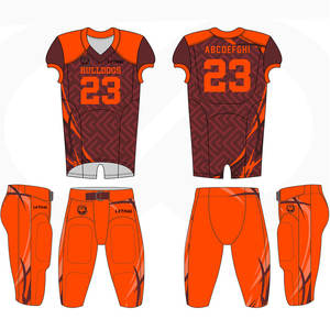 Uniforme de football américain pour jeunes Conception sublimée de couleur orange Pantalon rembourré intégré Style unique Spandex - Product Image 1