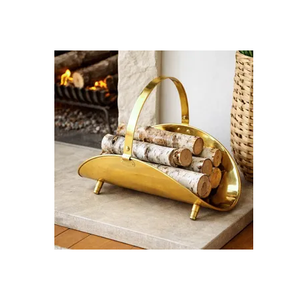 Best Quality Brass Fireplace <b>Logs</b> <b>Holder</b> High Quality Outdoor & Indoor Fireplace <b>Log</b> Storage Rack <b>Holder</b> - Product Image 1