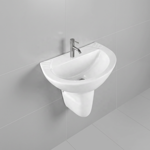 Vistaar Dorado White Square Ceramic Pedestal Wash Basin Sink Stand Half Set For Mall Use - Product Image 5