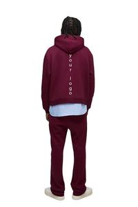 450GSM Heavyweight Maroon Fleece Hoodies Hombres Logotipo personalizado Streetwear Sudadera Canguro Bolsillo OEM Ropa de invierno Fabricante - Product Image 2