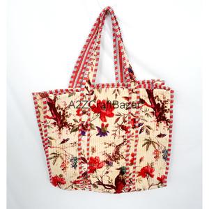 Wholesale Bohemian Velvet Quilted Tote <b>Bag</b> Handcrafted Striped Shoulder Shopping <b>Bags</b> From Rajasthan for Exhibition - Product Image 3