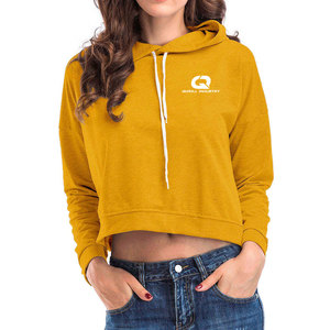 Haut court à capuche pour femme, idéal pour l'hiver, avec logo frontal, en coton 100 % respirant et à séchage rapide, pour activités de plein air, faible MOQ - Product Image 1