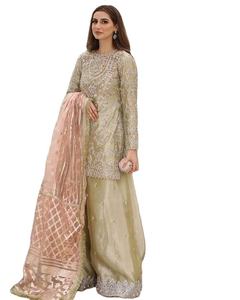 2022 indio pakistaní última seda cruda trabajo hecho a mano pesado Salwar Kameez traje gasa ocasión especial ropa de fiesta vestido de Venta caliente - Product Image 1