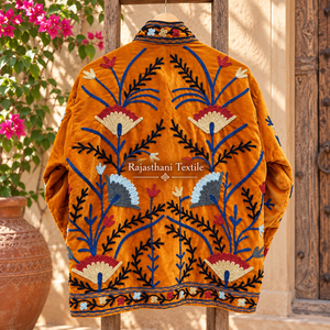 Chaqueta de Mujer RT3 Boho de Terciopelo Tejido, Bordado, Acolchado, con Diseño Floral Suzani, para Verano, Otoño e Invierno, 100% Algodón, de Secado Rápido - Product Image 5
