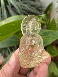 Zambian Citrine Buddha <b>Statue</b> 2.9 Inch | Hand Carved Natural Crystal Buddha | Meditation Decor | Wholesale OEM ODM Supplier - Product Image 2