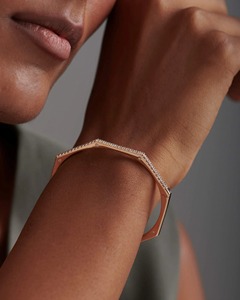 Minimalist Single Row Diamond Octagon <b>Bangle</b> 1.19 Ct Natural Diamond G-H Color VS-SI Clarity 14K <b>Solid</b> <b>Gold</b> Sleek Design Piece - Product Image 1