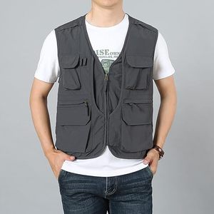 Men's Multi Pocket Fishing <b>Vest</b> Outdoor <b>Utility</b> <b>Vest</b> Lightweight Breathable Tactical Solid Color Zipper Closure Upf 35 - Product Image 5