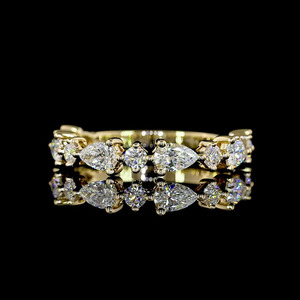 Bague Éternité Alternée en Diamants de Laboratoire Taille Poire, Or 10K/14K/18K, Argent 925/935, Sertie à Griffes, Bijoux de Mariage et de Fiançailles - Product Image 1
