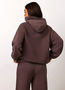 Survêtement sportif léger et confortable pour femme, grande taille, marron, avec coutures rehaussées, idéal pour l'hiver, personnalisable avec logo - Product Image 6