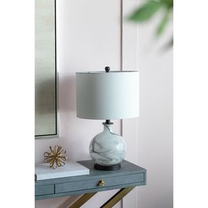 Lampada da tavolo in vetro bianco e grigio 14x14x23 - Product Image 1