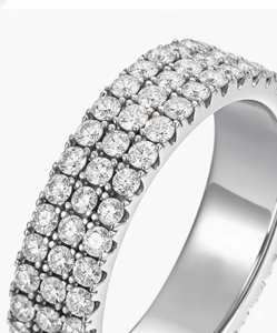 Triple Row Round Cut Moissanite Diamond Eternity Band in 925 Silver with Micro Pave Setting Luxury Full <b>Circle</b> Wedding <b>Ring</b> - Product Image 6