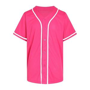 Maillot de baseball rose unisexe à manches courtes, boutonné sur le devant, anti-humidité, couleur unie, coupe régulière pour adulte, vêtements toutes saisons - Product Image 1