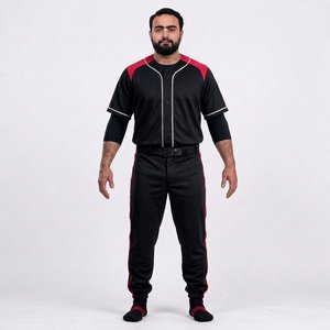 Ensemble de vêtements de baseball pour hommes, pantalon en jersey uni, manches courtes, fermeture à boutons, respirant, 100% polyester, toutes saisons - Product Image 1