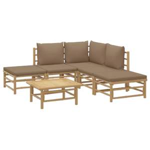 Set Lounge da Giardino Modulare in Bambù Color Tortora, 6 Pezzi - Product Image 3