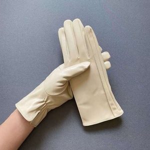 Women's PU Leather Plain Winter <b>Gloves</b> for Cycling Outdoor Party Use Red Black White Colors Keeping <b>Warm</b> - Product Image 4