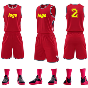 Ensemble de maillots de basket-ball sans manches personnalisés, dégradé rouge et noir, pour hommes, uniformes en polyester à séchage rapide, coupe athlétique, toutes saisons - Product Image 2