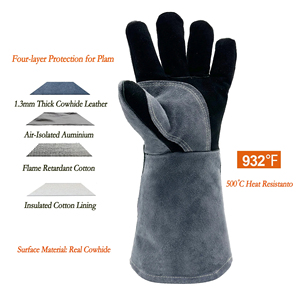 New Style Industrial Construction Tig Welding <b>Gloves</b> Cowhide Safety Leather <b>Gloves</b> Heat Resistant Abrasion Welder <b>Gloves</b> - Product Image 2