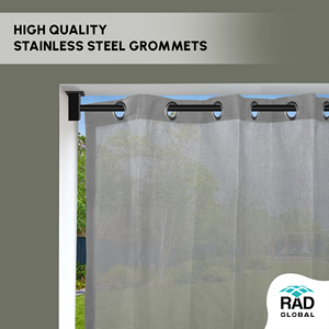 Cortinas para Exteriores Resistentes al Agua en Gris Claro, Hechas con Tela de Poliéster Teñida en Solución, para Balcón y Patio - Product Image 5