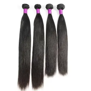 Extensiones de Cabello Humano Remy Indio Liso Rosa, Trama de Cabello Virgen Largo Negro Natural, Doble Trama con Base de Seda - Product Image 1