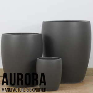 Minimalist Classic Vintage Black Concrete Flower Pots Set for Outdoor Floor Garden Decor - Product Image 2
