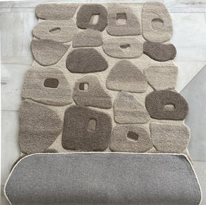 Tapis de luxe en laine tuftée à la main indienne, à poils longs, antidérapant, moderne, abstrait, personnalisable, haute qualité, pour intérieurs résidentiels, directement du fabricant - Product Image 5