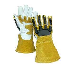 Gants de soudage TIG/MIG résistants à la chaleur en cuir de vachette pleine fleur et croûte, pour travaux de sécurité et de soudage à l'argon, vente en gros - Product Image 1
